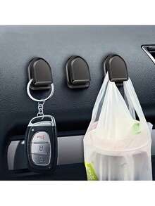 6pcs Multi-Function Invisible Car Hooks - Maximize Space Utilization, Hidden Design, Versatile & Practical - Easily Organize Your Car Interior - Hook-type Adhesive - Black - View 2