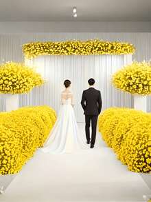 1-48pcs Artificial Yellow Baby's Breath, Bridal Bouquet, Silk Faux Flowers, Wedding Party Decor, Living Room Decor, Room Decor, Bathroom Decor, Wedding Floral, DIY Home Garden Office, Valentine's Day, Birthday Graduation Gift, Artificial Plants, Table Centerpiece Decor, Birthday Party, Holiday Decor Anniversary, Cafe, Office, Garden, Balcony Decor, Fake Flowers - Yellow - View 3