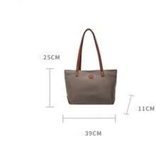 Nuova borsa tote in nylon impermeabile, borsa a tracolla casual di grande capacità, spaziosa borsa a tracolla con cerniera - Bianco - Visualizzare 4
