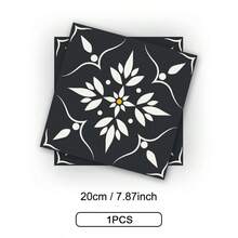 MORCART 20片装 7.87英寸 x 7.87英寸 防水自粘地砖贴纸 - 黑色花卉图案，适用于墙面、浴室、厨房 - 花卉 - 查看 15
