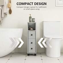 Slimline Bathroom Storage Cabinet - Grey - Grey - View 3