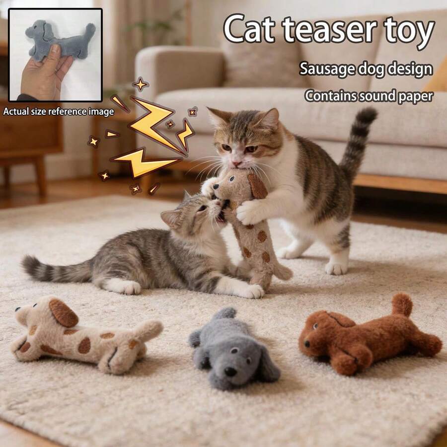 Cat Mint Toy - Small Cat Mini Teaser Wand Toy With Crinkle Sound, Interactive Dental Cleaning For Cat Play - Multicolor - View 1