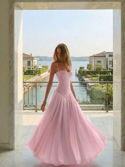 Elegant Charming Casual Fashion Date Vacation Wedding Romantic Fitted Pleated Dress Pink Summer