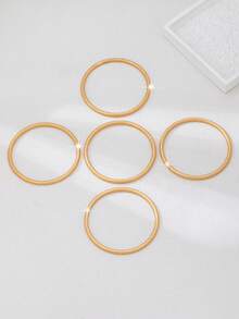 Bộ 5 vòng tay dạng ống rỗng mờ, thích hợp cho nữ giới đeo hàng ngày và dự tiệc. - Vàng - Xem 3