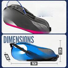 Tennis Bag - 6 Racket Bag For Tennis, Badminton & Squash Racquets. Blue, Black Or Magenta. Holds Up To 6 Racquets + Accessories + Trainers - 黑色 - 查看 3