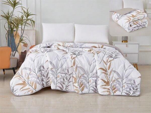 Reversible Tropical Print Duvet With Green Botanical Leaves, 300g Microfiber, Soft Quilted Nordic Filling For 90/105cm, 135/150cm And 180cm Beds, Jungle Bedroom Quilt