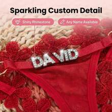 1Pc Women Personalized Name Pendant Thong, Custom Fashion Intimate Apparel & Unique Gift - Đen 2 - Xem 2