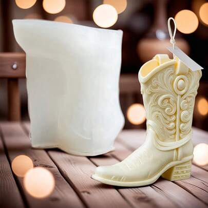 Boot-Shaped Candle Mold, Resin Silicone Mold, Suitable For Making Candle Holders, Decorative Items And DIY Handicraft Projects, Compatible With Epoxy Resin And Plaster DIY Molds, Applicable For Valentine's Day, Easter