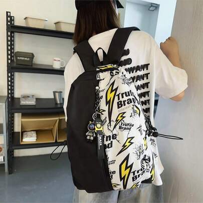 Ba lô phong cách graffiti đường phố Mỹ, ba lô thời trang thường ngày dành cho học sinh trung học và sinh viên đại học.