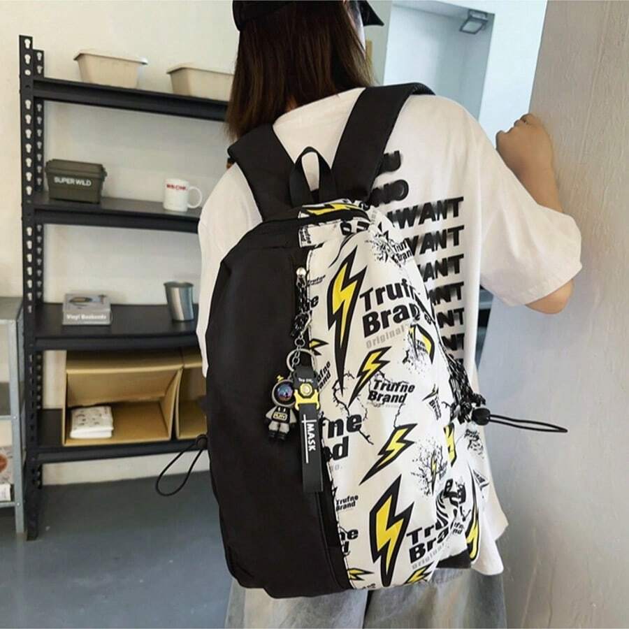 American Street Graffiti Backpack, Fashionable Casual Backpack For High School And College Students - Multicolor - View 1