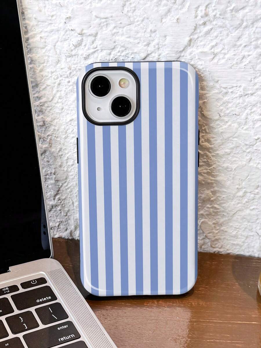 Striped 1pc Minimalist Artistic Colorful Striped Pattern Glossy 2-In-1 Phile Shell Full Coverage Hard Phone Case Compatible With Samsung/ 11/12/13/14/15/16/17 Pro Max - Multicolor - View 1
