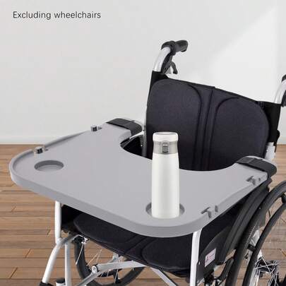 Adjustable Wheelchair Tray Table, Wheelchair Table Board, Wheelchair Table, Wheelchair Lap Tray, Gray ABS Lap Desk With Cup Holders & Hooks