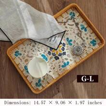 1pc Southeast Asian Handmade Rattan & Shell Square Tray, Breakfast, Afternoon Tea Decor Tray, Fruit Plate, Home Living Room Snack Storage Tea Tray - Multicolor - View 19