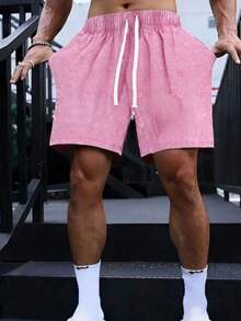 Men's Solid Color Washed Denim Shorts, Latest 2026 Style, Local Shipping, Perfect For Street Style Enthusiasts, The Best Shorts. - 玫紅色 - 查看 2