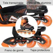 Patines en Línea Ajustables para Niños y Niñas | Azul y Negro con Detalles Verdes | Talla M (20.5-23cm), Ruedas de 72mm, Diversión y Estabilidad - Naranja - Ver 4