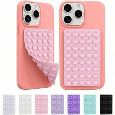 1 Set Classic Silicone Suction Cup, 40pcs Double-Sided Suction Cups, Designed For Hands-Free Photography And Phone Holder. This Multifunctional Sticky Phone Stand Comes With Reusable Sticky Pads To Securely Hold Your Phone And Free Up Your Hands For Taking Photos Or Watching Videos.