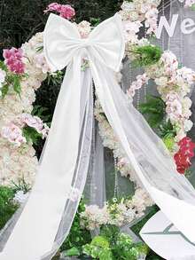 43.3英寸缎面超大蝴蝶结，派对装饰，婚车装饰，新娘送礼会优雅点缀，生日装饰，可重复使用，适用于各种庆祝活动和婚礼装饰，订婚车装饰，新娘送礼会单身派对回礼配饰 - 多色 - 查看 4