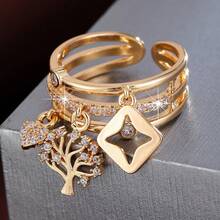 1pc Minimalist Geometric Design Cubic Zirconia Inlaid Adjustable Ring For Women - Multicolor - View 23