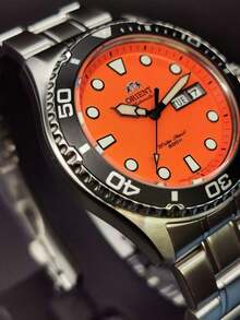 ORIENT 雙獅腕錶 日本進口 機械錶 夜光潛水錶 生日禮物 FAA02006M9 - 橘色 - 查看 4