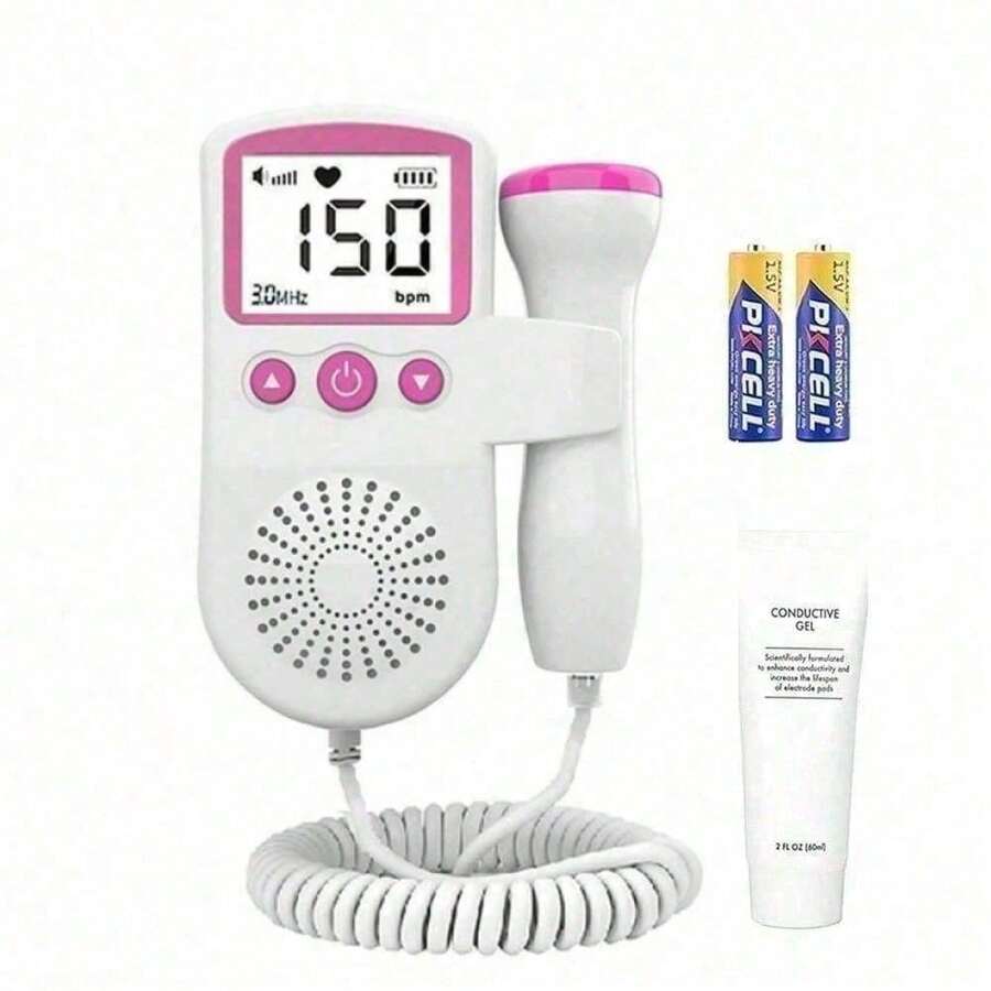 Fetal Baby Doppler With Doppler Gel, Baby Heart Monitor Doppler, Mini Doppler, Detect And Display Fetal Heart Rate For Home Use, Larger LED Display - 粉色 - 查看 1