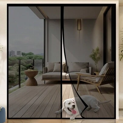 Rèm cửa chống muỗi bằng sợi thủy tinh màu đen cỡ lớn, dày dặn và bền chắc, thiết kế tự đóng bằng nam châm, trang trí nhà cửa kín đáo, thoáng khí, thân thiện với thú cưng, nâng cấp cửa lưới, lắp đặt không cần khoan, thích hợp cho phòng ngủ, nhà bếp, phòng tắm, ban công.