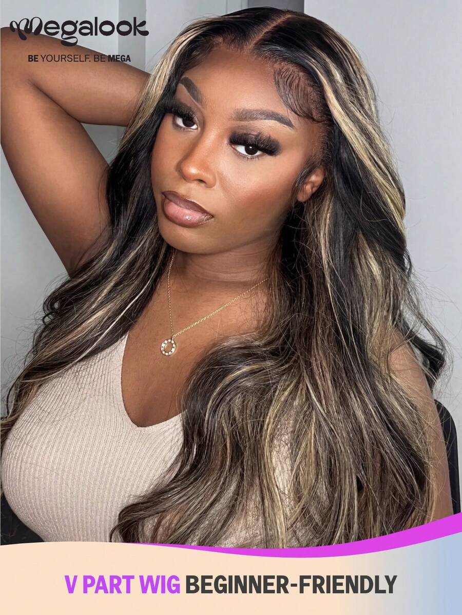 MEGALOOK Tóc giả V-part nâng cấp, tóc thật, kiểu Balayage, sóng bồng bềnh, dài 18-30 inch, không cần để lộ tóc thật, mật độ 180%, phù hợp cho nữ, đi nghỉ mát, du lịch, lễ hội, cosplay, học đường, đám cưới, cắm trại, kỳ nghỉ, phong cách thời trang thường ngày. - Nhiều màu - Xem 1