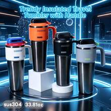33.81oz Large Capacity Straw Water Bottle, Minimalist Design 304 Stainless Steel Direct Drinking Water Cup, Portable For Outdoor Camping, Hiking, Driving And Road Trips - Multicolor - View 2