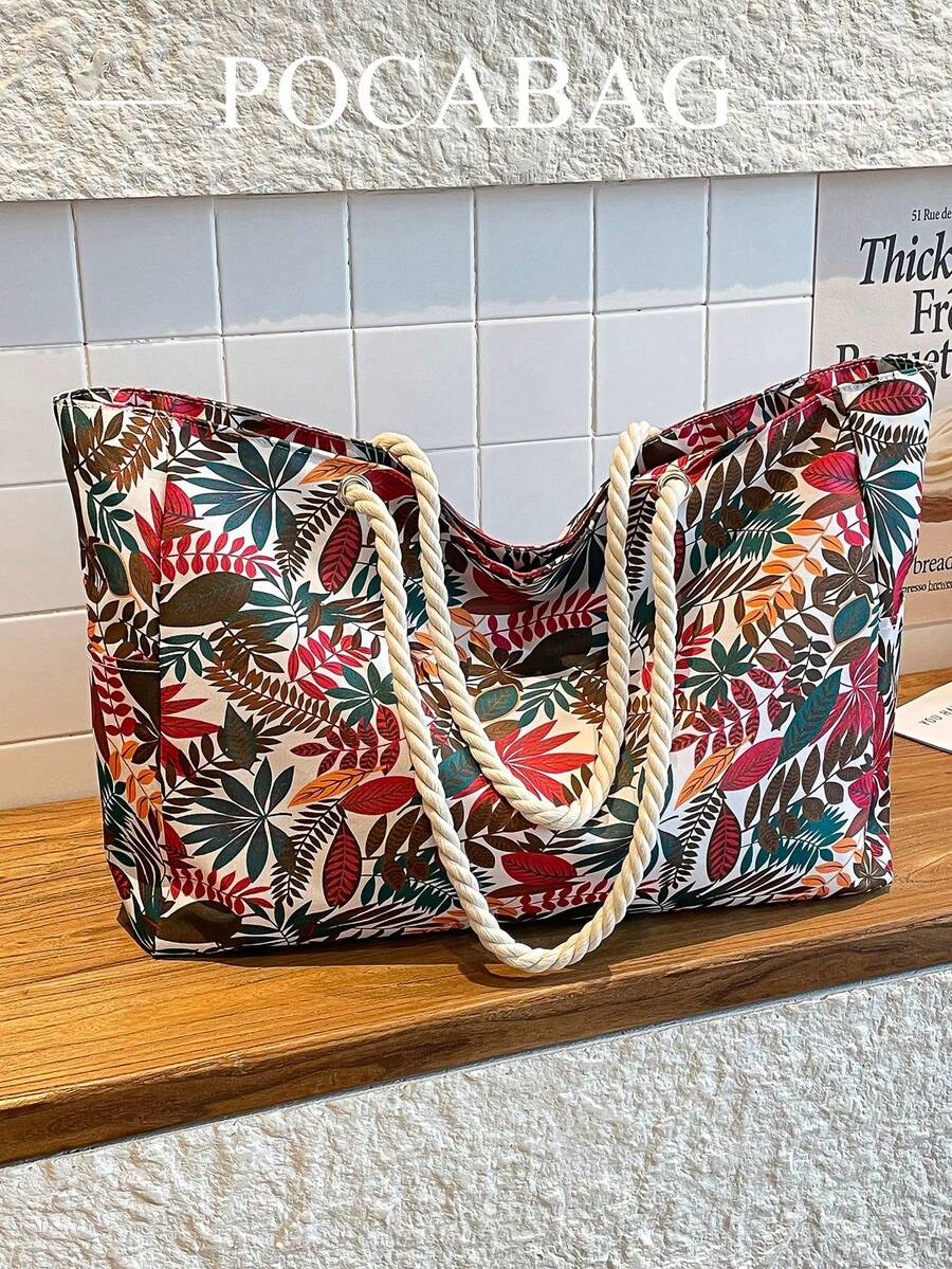 Large Waterproof Beach Tote Bag, Women's Handbag With Zipper, Waterproof And Sand-Proof, Suitable For Swimming Pool, Random Pattern
