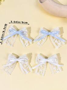 Bộ 4 kẹp tóc nơ ren thêu kiểu rừng cây dễ thương, thích hợp cho váy, hoạt động ngoài trời, chụp ảnh và mọi dịp. - Nhiều màu - Xem 5