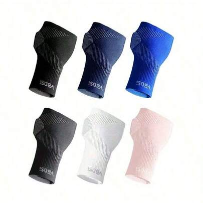 1 Pair, VBOSI 3D Knitted Compression Elastic Breathable Wrist Band With Palm | Ideal For Weightlifting, Badminton, And Daily Activities | Elastic Wrist Support | Breathable Polyester Fabric | Hand Wash Only