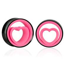 2件装闪亮情人节礼物不锈钢耳扩，可爱双色心形耳洞穿刺饰品女士派对耳环 - style-3 - 查看 19