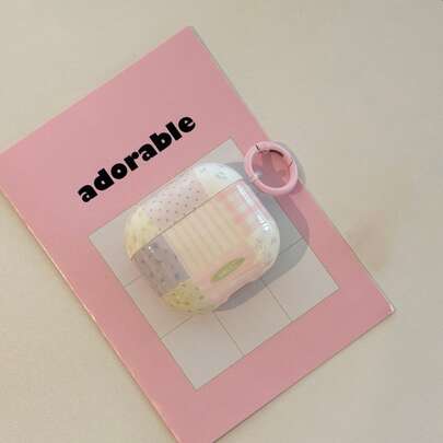 Vårliknande blommigt lapptäcke + cirkelformat hörlursfodral kompatibelt med Apple Pro 3/Pro 2/4/3/2, modernt minimalistiskt hörlursfodral för kvinnor/män