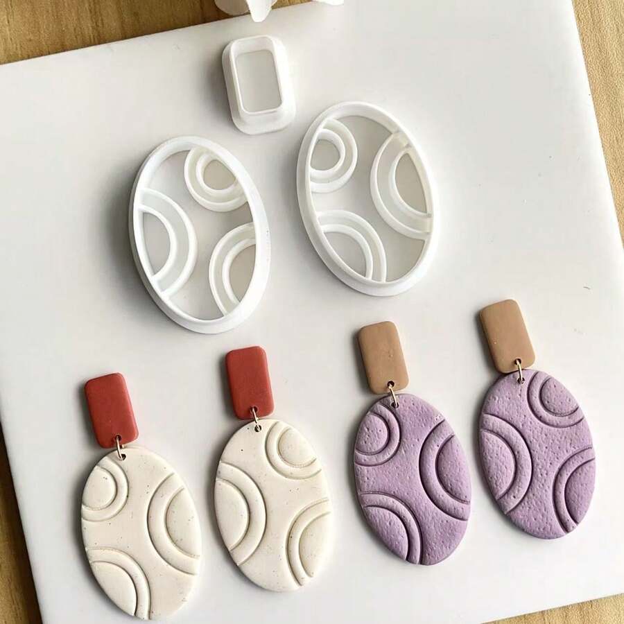 Bohemian Style Clay Earring Cutter/Soft Pottery Mold, Suitable For Soft Clay Earrings And Jewelry Making, Soft Clay Cutting Tool, Clay Modeling Knife, DIY Soft Clay Handcraft Tools, Clay Cutter Tool, Earring Mold, Soft Clay Jewelry Mold - White - View 1