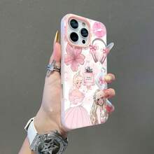Auriculares  de  con estética de princesa rosa.funda de teléfono Fundas compatibles con ,Apple,VIVO,OPPO,,, y Honor.Fabricadas en silicona TPU,ofrecen protección contra golpes y caídas. - Rosa - Ver 5