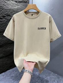 Camiseta de hombre con estampado gráfico, ropa de playa de verano, camiseta de manga corta de corte holgado - Albaricoque - Ver 3