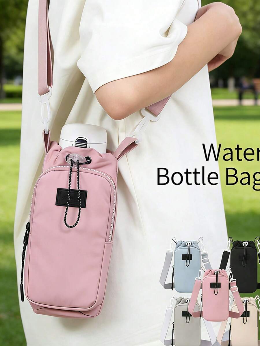 1pc Korean Style Oxford Fabric Crossbody Bag, Waterproof Cup/Insulated Cup Storage, Multi-Layer Design, Can Hold Phone And Coins, Suitable For Fitness, Hiking, Outdoor, Women's One Shoulder Bag, Korean Fashion Oxford Fabric Crossbody Bag, Waterproof Water Bottle Storage Compartment, Multi-Layer Partition Design, Can Hold Phone And Coins; Women's One Shoulder Crossbody Bag, Suitable For Fitness, Hiking, Outdoor Travel - Multicolor - View 1