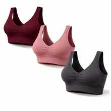 Set Of 3 Ribbed Gym And Walking Tops, Seamless, Elastic, Removable Padding, Or 1 Unit - Nhiều màu - Xem 7