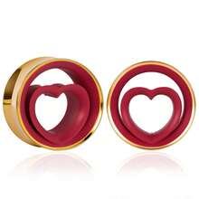 2件装闪亮情人节礼物不锈钢耳扩，可爱双色心形耳洞穿刺饰品女士派对耳环 - style-3 - 查看 40