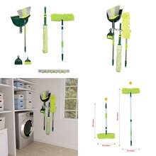 Sisi Home Textile Broom And Mop Cleaning Set - All-In-One Floor Cleaning Kit With Angled Broom And Dustpan Twist And Microfiber Mops Mini Dustpan With Brush And Wall Mount Storage Rack - 7 Pieces - Green - View 1