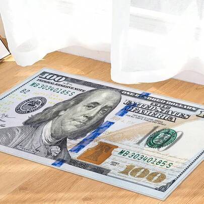 Dollar Pattern Carpet, 1 Count Non-Slip Soft Floor Mat, Washable Area Rug, Decorative Rug For Home Living Room Bedroom Study Room,Hundred Dollar Bills Runner Rug,100 Bill USA Money Throw Accent Area Rug Large Floor Carpets Mat Non Slip Washable Runner Carpet For Entryway Hallway Laundry Bathroom Kitchen Bedroom Living Room