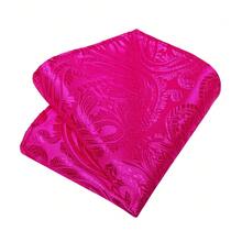 Men's Tie Set - Rose Pink Paisley Tie With Pocket Square, Cufflinks And Gold Tie Clip, Bold Formal Tie Suitable For Celebration Occasions - Rose Red - View 5