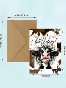 1 pièce Carte d'anniversaire humoristique avec vache, carte d'anniversaire mignonne "Sainte vache, c'est ton anniversaire" pour hommes et femmes, enveloppe + lettre 1 set, carte de vœux en papier de haute qualité, enveloppe en papier kraft rétro autocollante avec carte vierge manuscrite, carte d'anniversaire humoristique avec animal pour amis, famille, partenaires, carte d'anniversaire unique pour fête d'anniversaire, célébration, cadeau - A - Voir 5