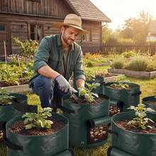 Bolsas de plantación de patatas de jardín con tapa y asa, bolsas de plantación de verduras adecuadas para tomate, fruta, zanahoria, cebolla, patata, fresa y otras verduras - Multicolor - Ver 4