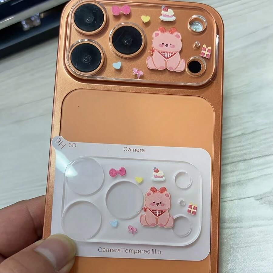 Tương thích với iPhone 17 Pro Max / 17 Pro Max. Ốp bảo vệ ống kính camera hình gấu dễ thương, siêu mỏng HD, chống trầy xước và chống mài mòn, dễ lắp đặt, vừa khít, thiết kế tối giản. - Nhiều màu - Xem 1