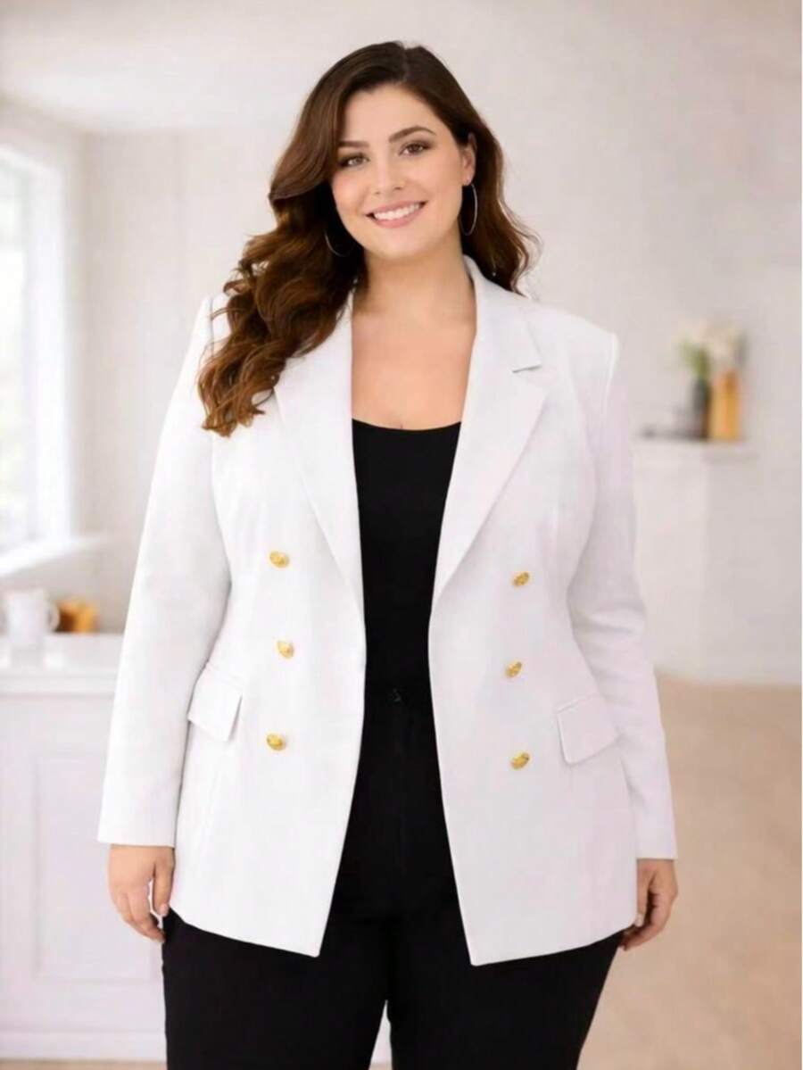 Plus Size Max Blazer. Tailored Fabric. Sizes G1, G2, G3. - White - View 1