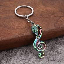2pcs Creative Music Note Microphone Keychain, Fashionable Music Symbol Metal Pendant Keyring, Funny Gift For Friends - Multicolor - View 3