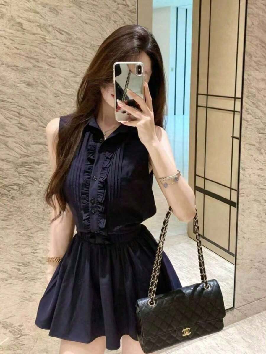 Women Short Dresses - 海軍藍 - 查看 1