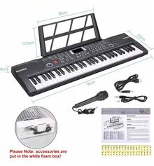 Teclado Musical 61 Teclas Profesional Sonido De Calidad - Negro - Ver 6