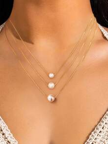 1pc 925 Sterling Silver Minimalist Pearl Shell Pendant Necklace, Delicate Jewelry Gift For Women - Shell Beads - View 3