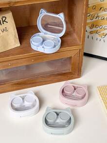 eyekan 1 Set Of Cute Cat Shaped Contact Lens Case, With Mirror, Soaking Solution Storage Bottle, Tweezers, Assistive Wearing Stick, And Other Travel And Household Tools. Contact Lens Container Soaking Storage Kit - View 9